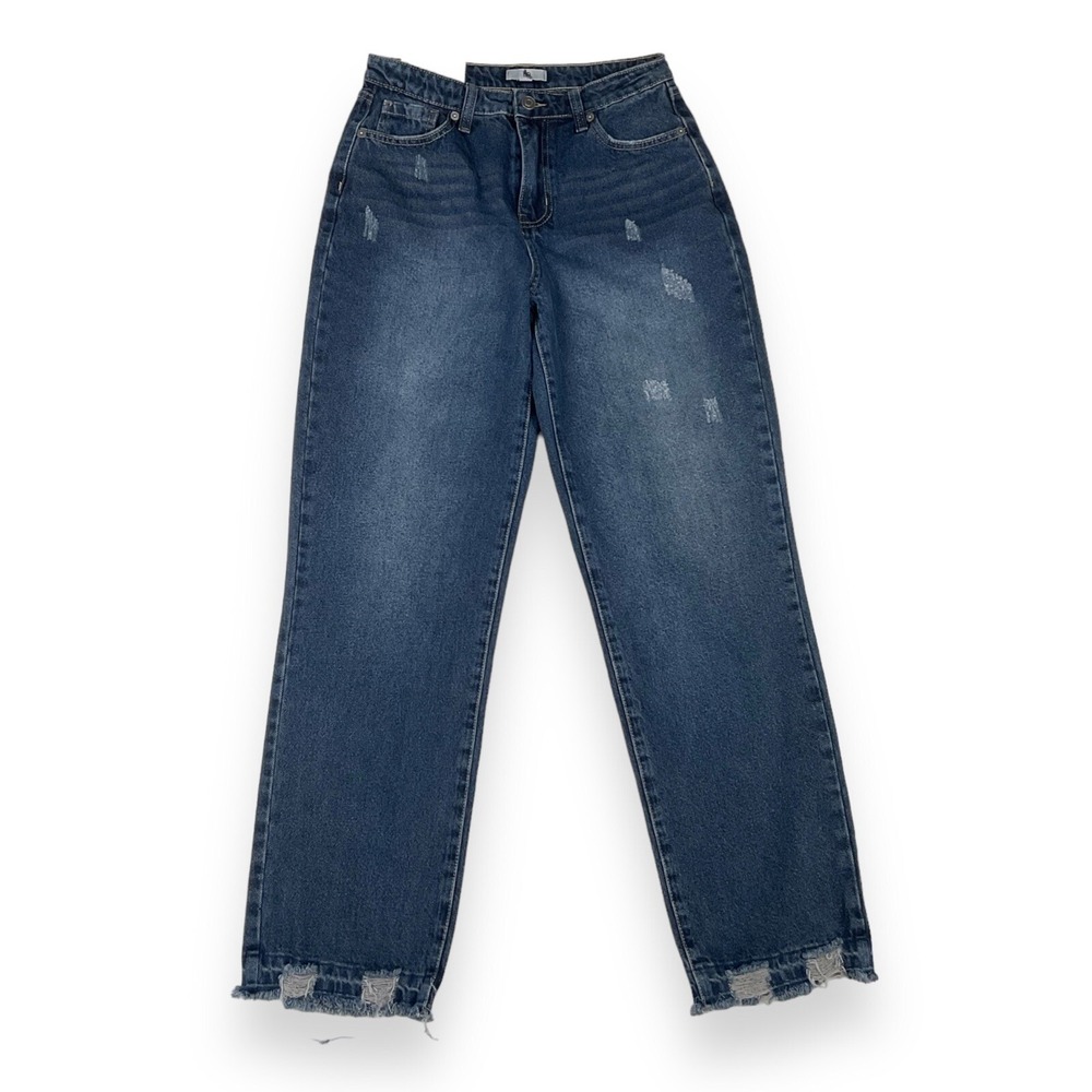 BP. Jeans Women Size 27x29.5 Blue Straight Leg Raw Hem Denim Nordstrom NWT